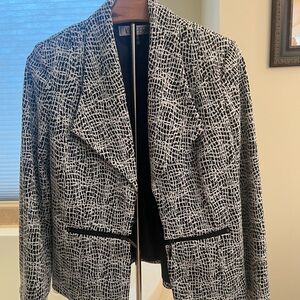 Kasper Black and White Textured Blazer
